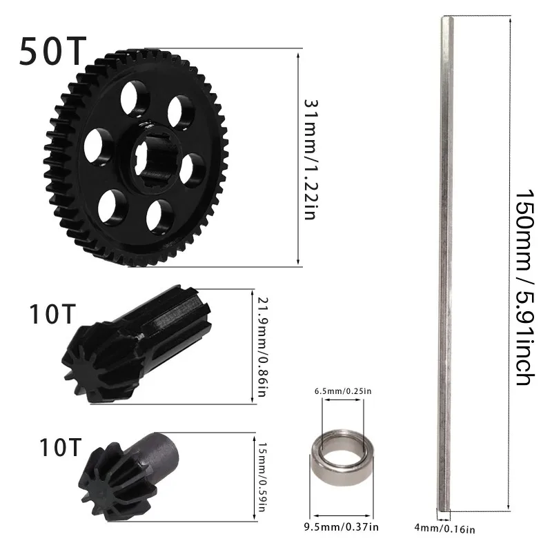 YSUN-Car Upgrade Parts For MJX 1:14 Remote Control Car- Metal Gear Central Shaft Set(Models 14301 14302 14303 14304)