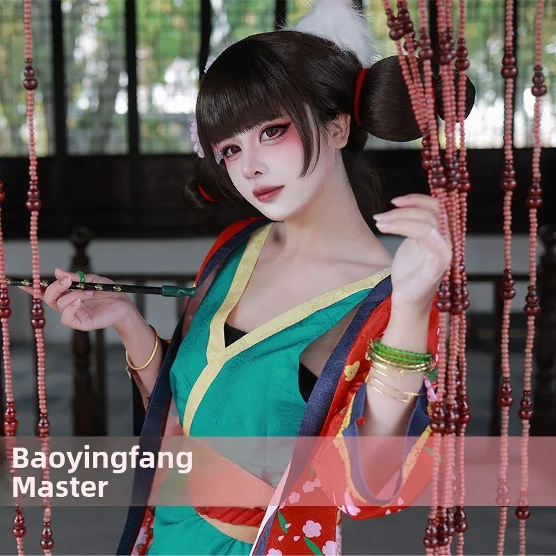 

Double-Sided Cosplay Costume White Snake Origin Anime Game Role-Plang Bao Qing Tang Master Costume Ears Tail