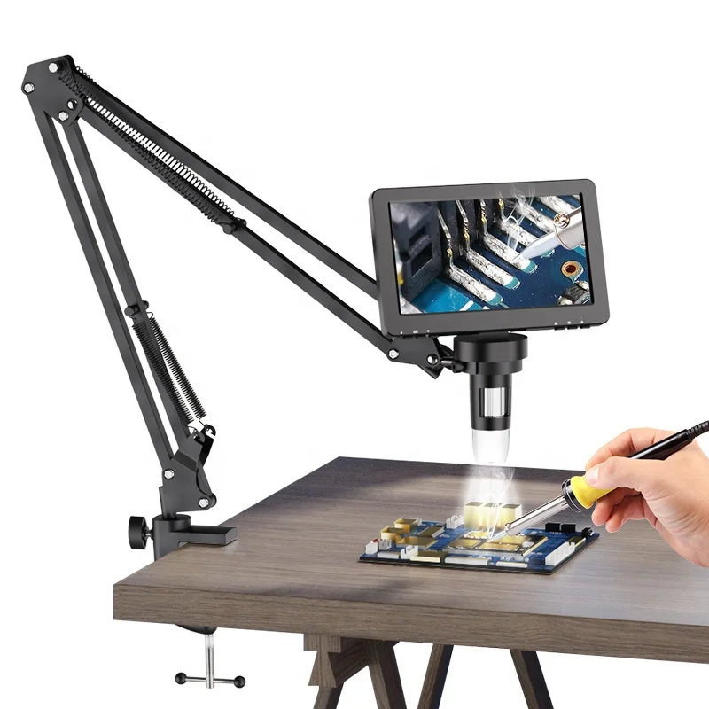 

Metal Bracket with Clamp and Grommet Base Stand Pole Bracket for USB Microscope