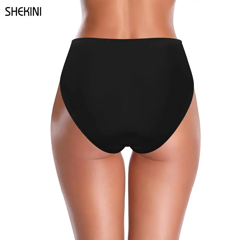 SHEKINI Womens High Waist Ruched Front Cheeky Bikini Bottom Swimsuit Solid Color Brazilian Summer Swimwear Swim bottom Shorts