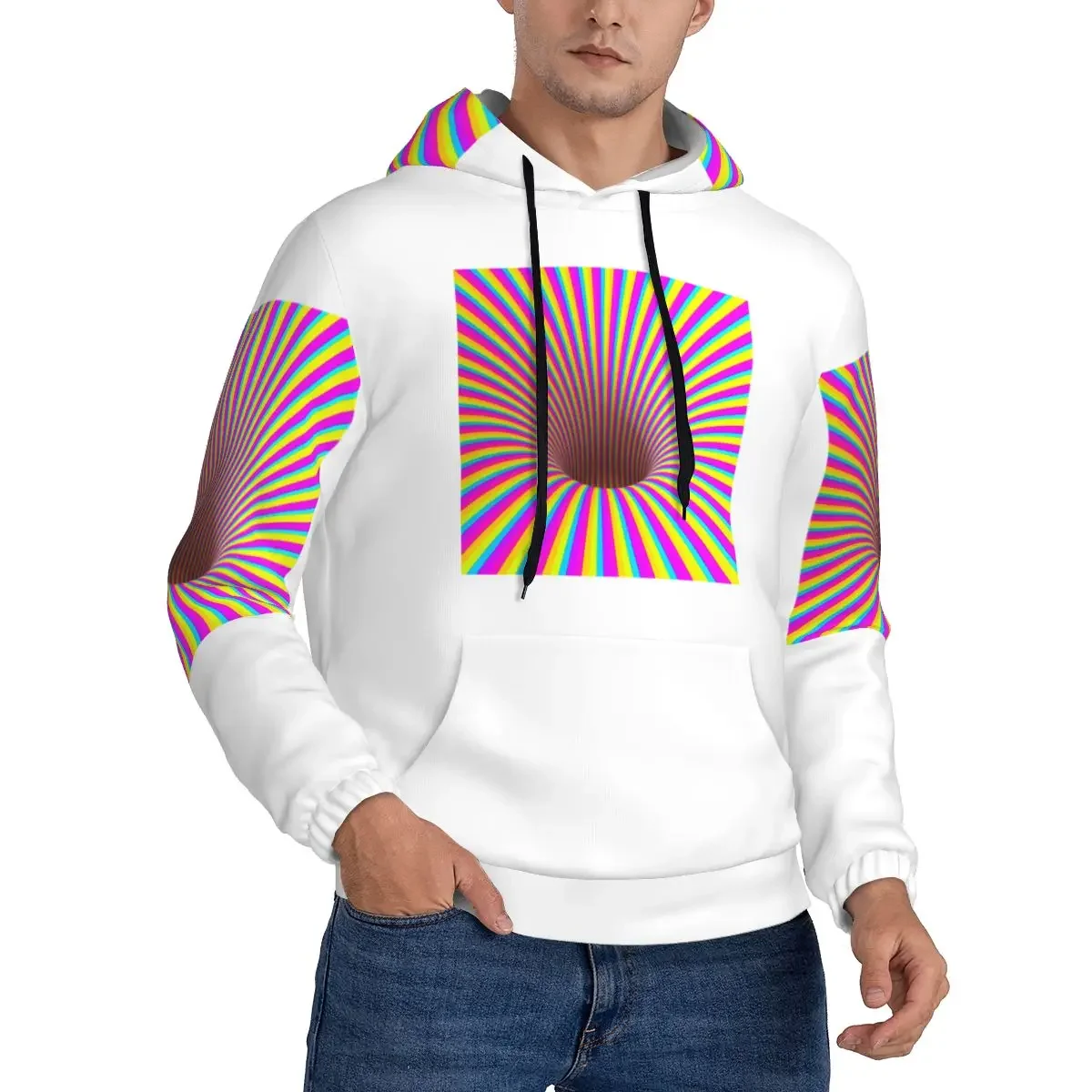 Grid Wormhole Geometric 3D Vortex Illusion Hoodies Hip Hop Pullover Autumn Winter Men's Women's Sweatshirts Long Sleeve Tops