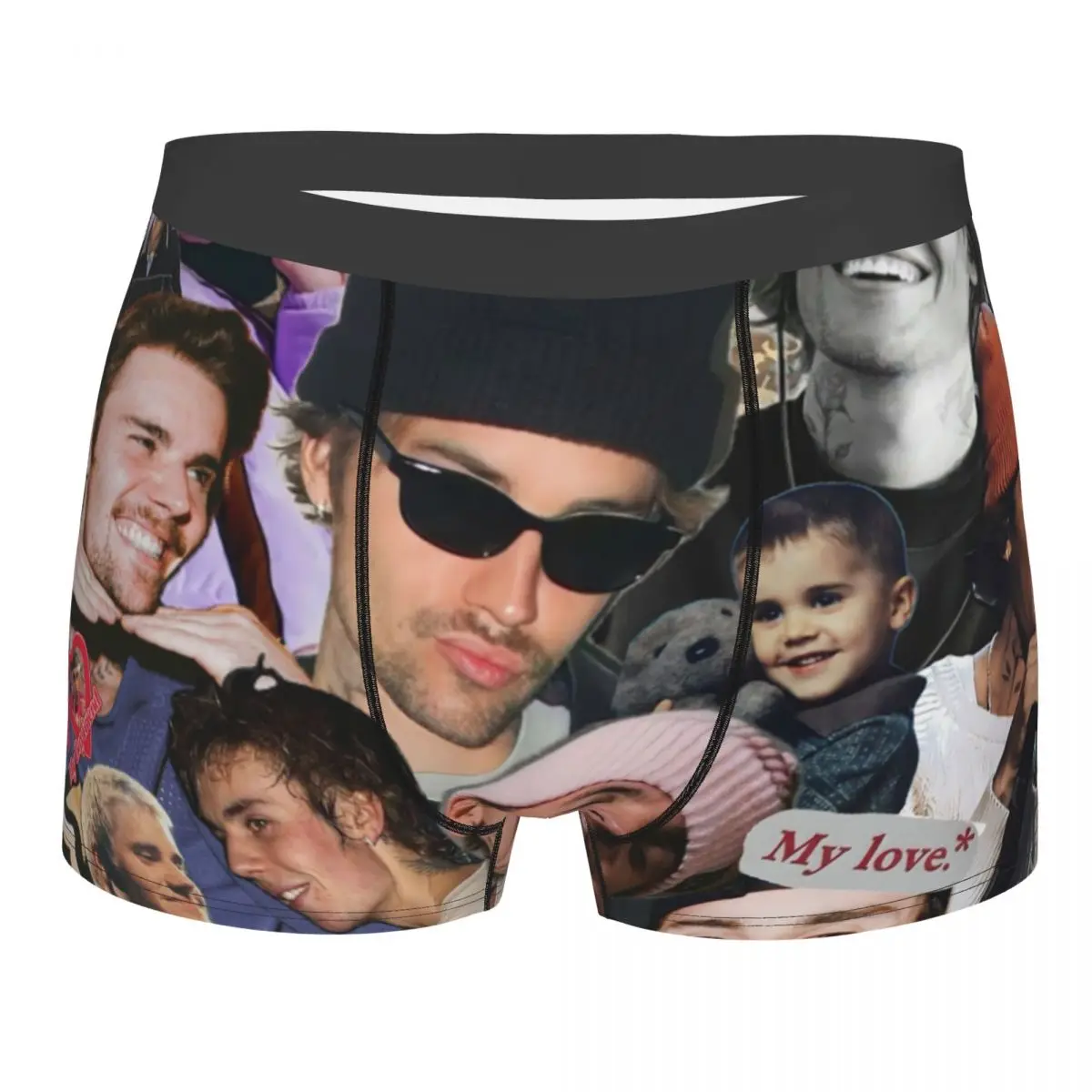 

Justin Bieber Collage Music Singer Underwear Men Sexy Printed Customized Boxer Shorts Panties