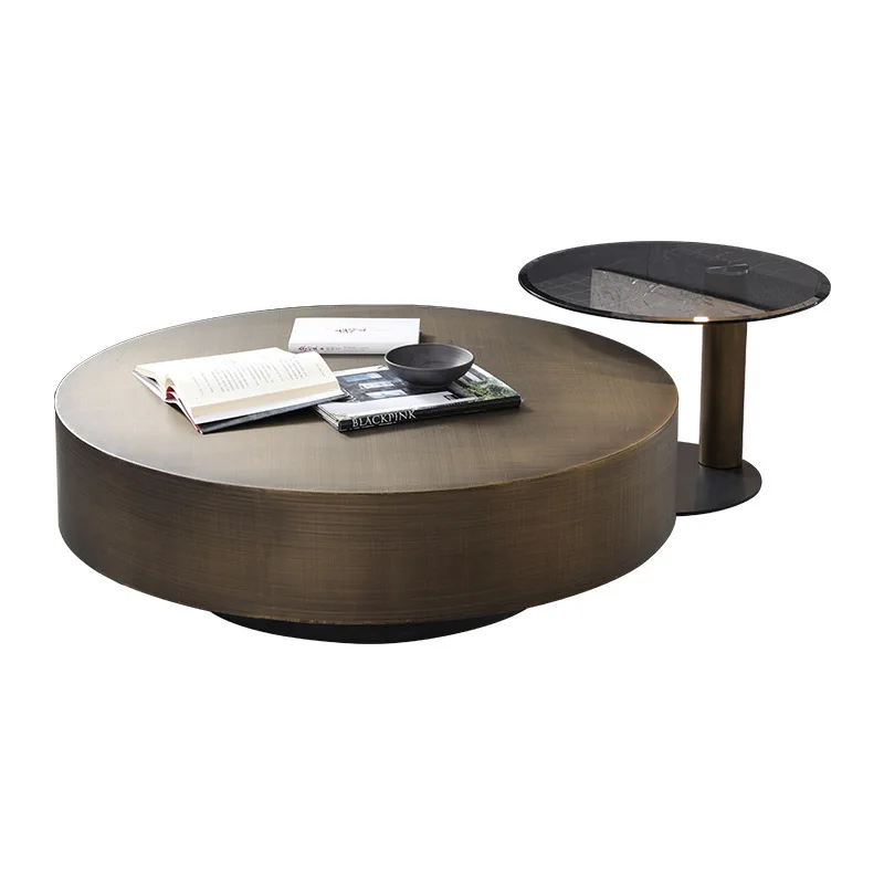 

Italian light luxury coffee table combination, modern stainless steel tempered glass living room coffee table table