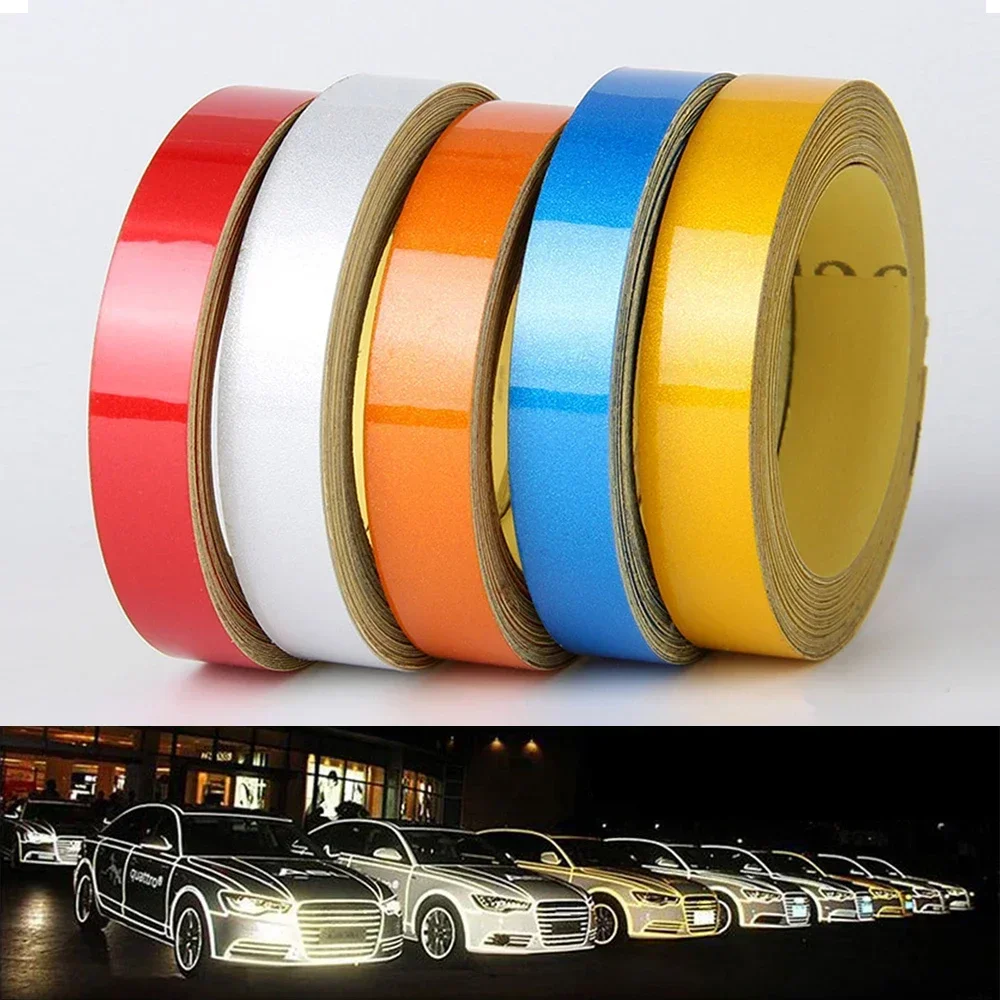 1cm*5m Reflective Tapes 5 Colors Reflectors Warning Tape Night Safety Sticker White Blue Red Yellow Orange Green For Bicycle Car