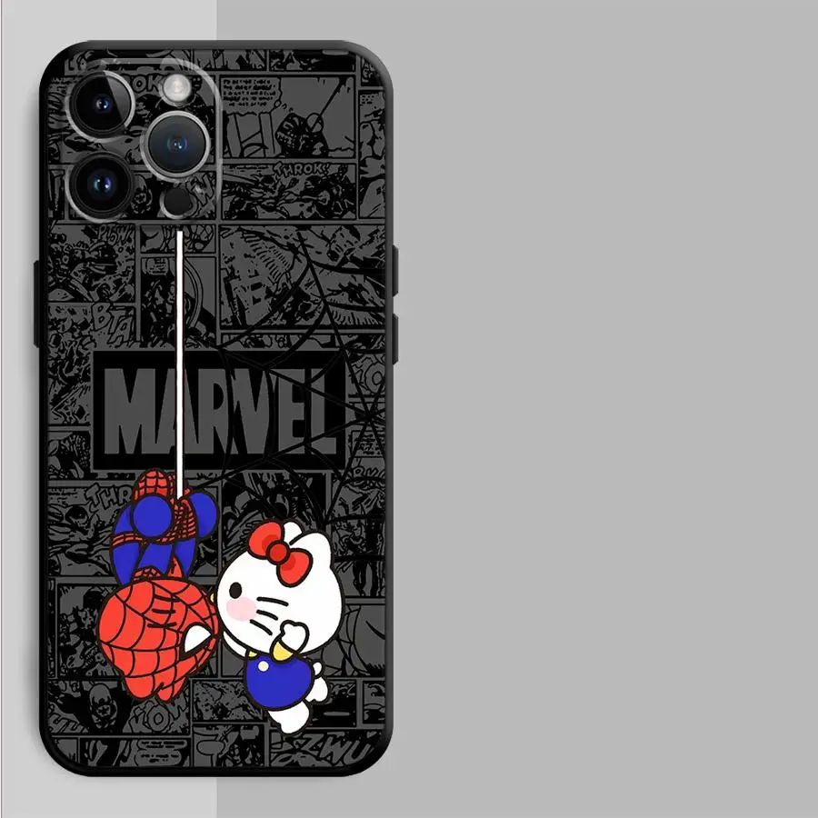 Чехол для телефона Marvel Cute Spidermans Kitty для Apple iPhone 7 8 Plus 13 Mini 12 XS Max 15 ProMax 11 Pro SE XR 16 14 Pro Cover