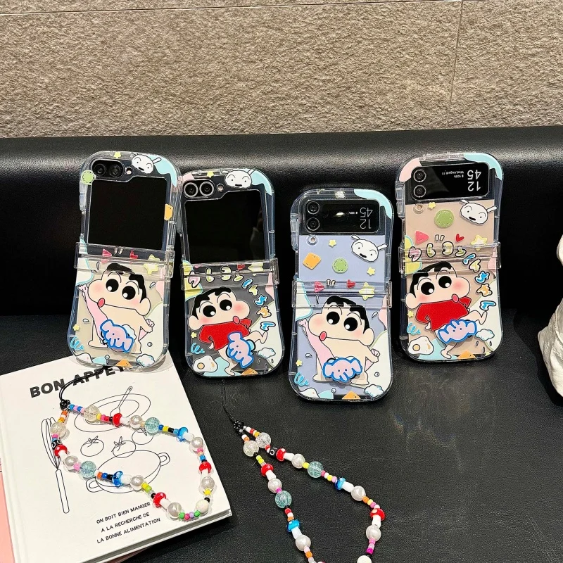 

Luxury Creative Funny Cartoon Cute Bathe Crayon Shin-chan Folding phone Case For Samsung Z Flip 3 4 5 6 ZFlip 7 Shin-chan Cover