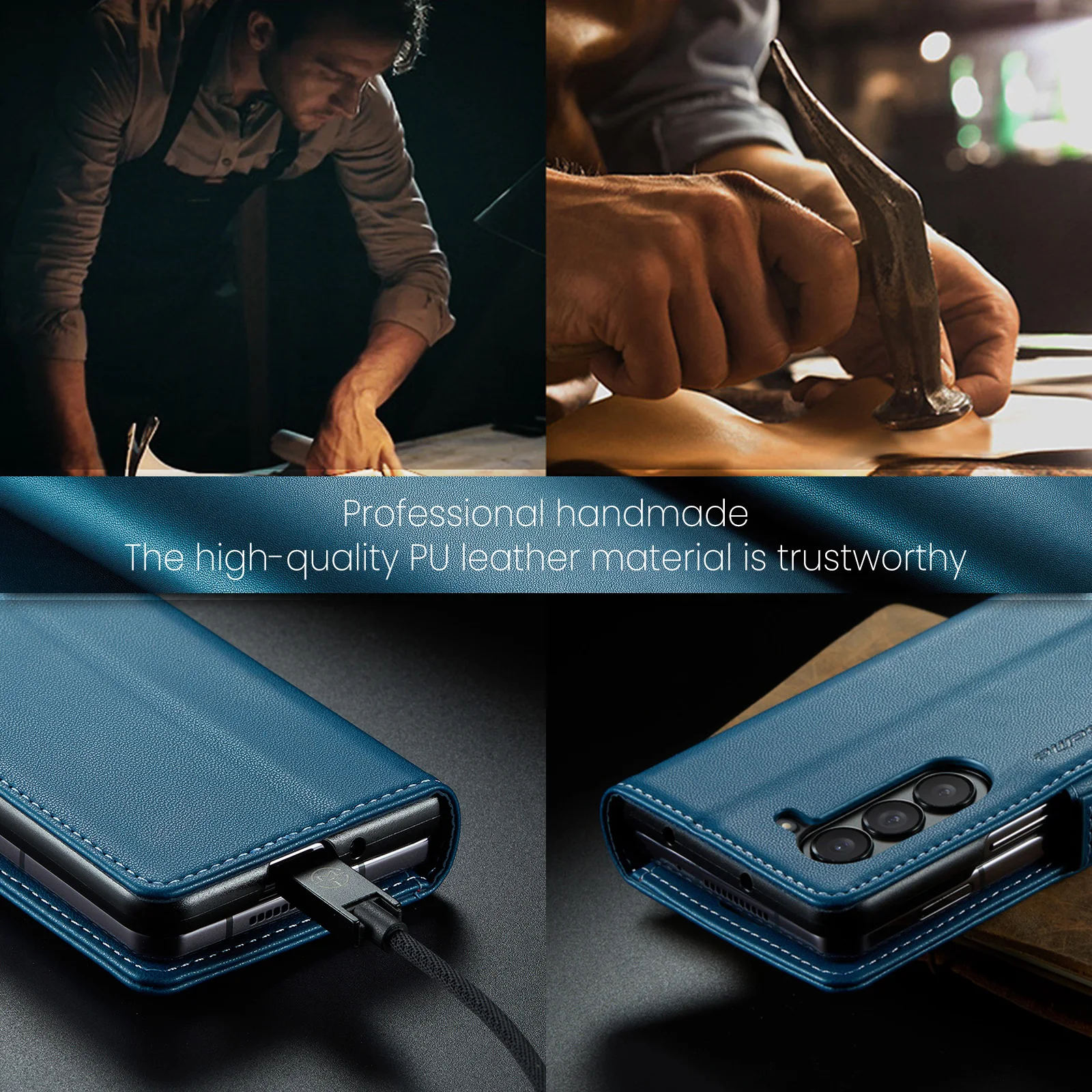 Business Style Folio Flip Leather Case for Samsung Z Fold 7 6 5 5G Fold7 Fold6 Magnetic Kickstand Card Holder Wallet Phone Cover