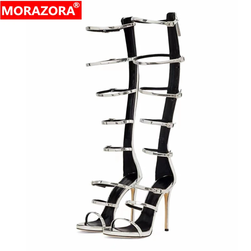 

MORAZORA 2024 Size 35-43 New Fashion Gladiator Sandals Women Shoes Stiletto High Heels Sandals Sexy Ladies Party Prom Shoes