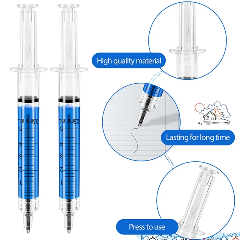 Canetas de seringa retrátil, canetas esferográficas multicoloridas, diversão, novidade, médica, presente para enfermeira, enfermagem, estudante, 80pcs