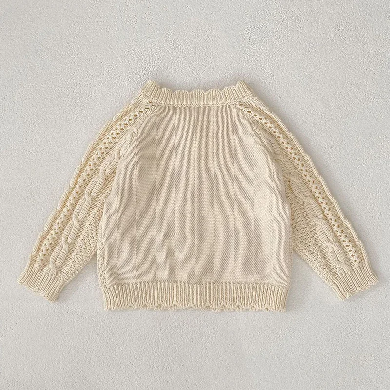 جديد ربيع 2026 سترة معطف للفتيات حديثي الولادة بأكمام طويلة بلون سادة سترة حياكة للأطفال الرضع من عمر 0 إلى 3 سنوات ملابس أطفال