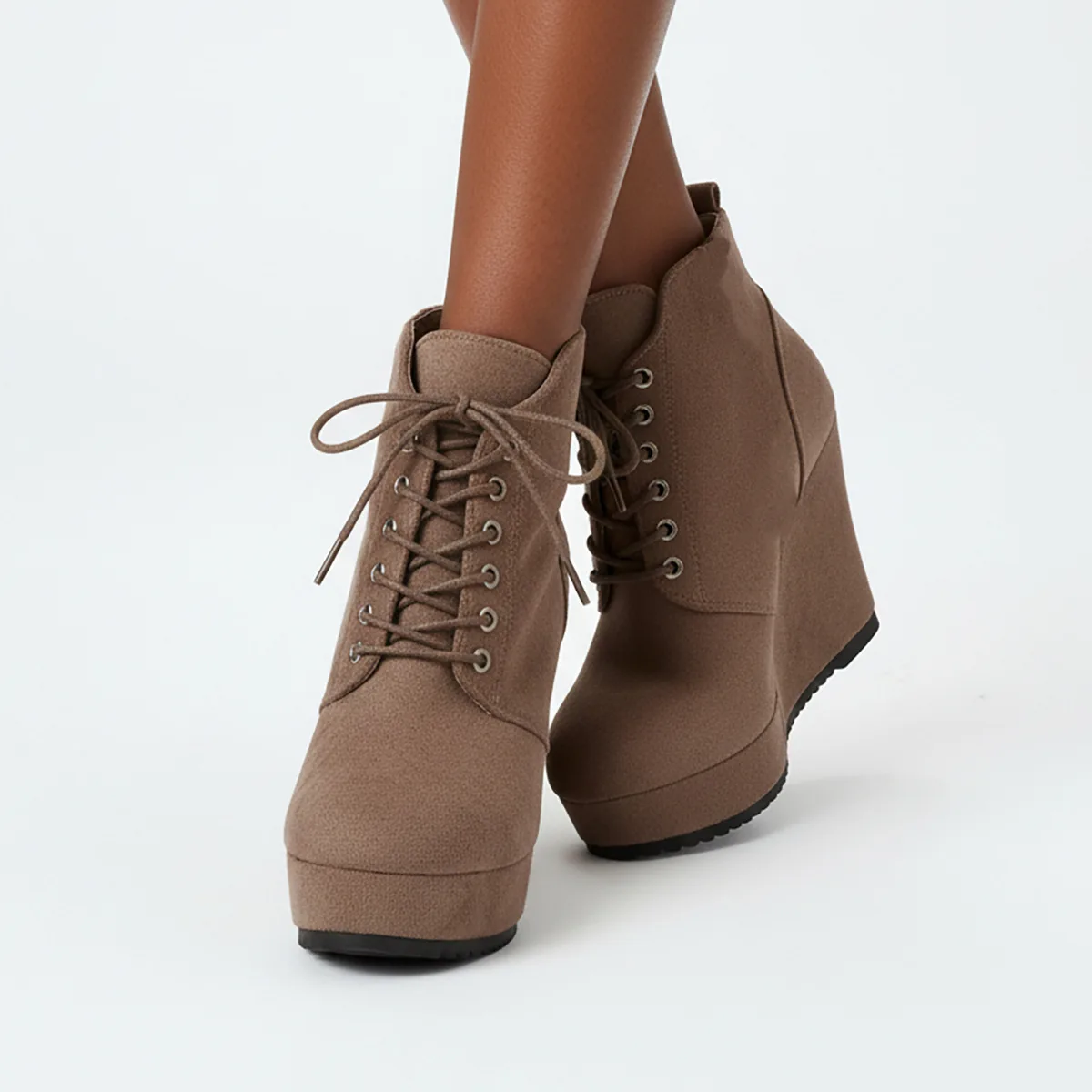 Botas Cortas de Gamuza con Plataforma y Tacón Alto para Mujer, Tallas 36-43, Suela Gruesa Impermeable, Zapatos de Plataforma, Botas de Invierno para Mujer