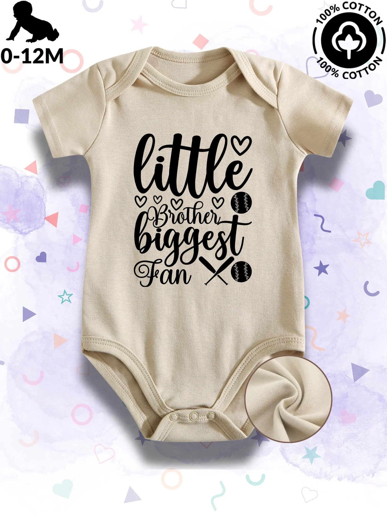 

Детский комбинезон унисекс Little Brother, Biggest Fan Baseball, 100% хлопок, мягкий, всесезонный, бежевый, 190 г/м²