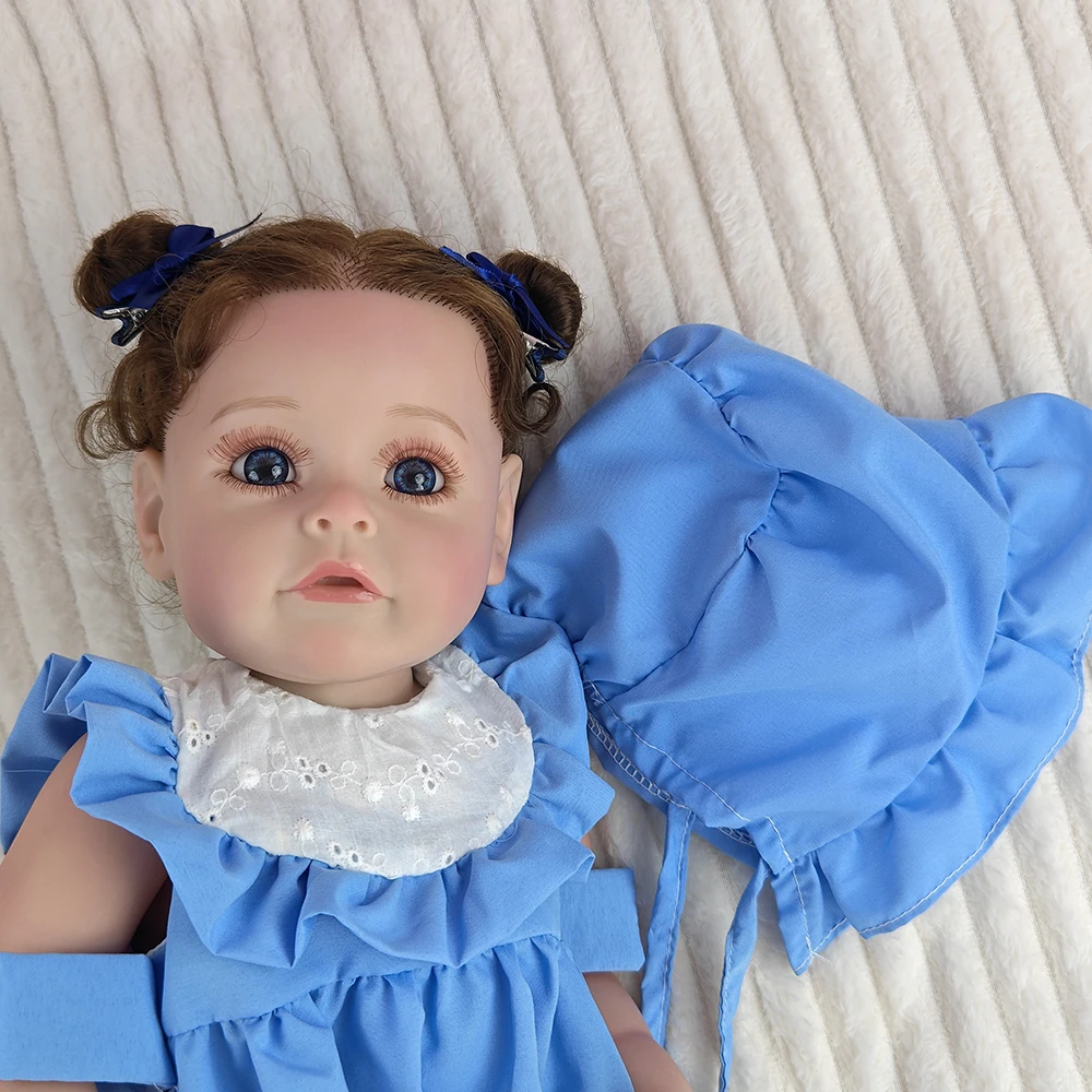 Bambole per ragazza rinata in vinile completamente morbido da 22 pollici 55CM Ragazza per trapianto di capelli Vesti giocattoli di simulazione Regalo di Natale di compleanno per bambini