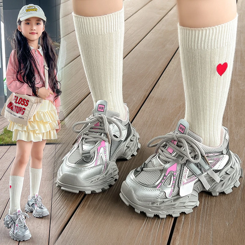 

2025 Autumn Kids Running Shoes Anti-Slippery Wear-resistant Mesh Girls Sneaker Children Casual Fashion Boys Sports Walking Shoes