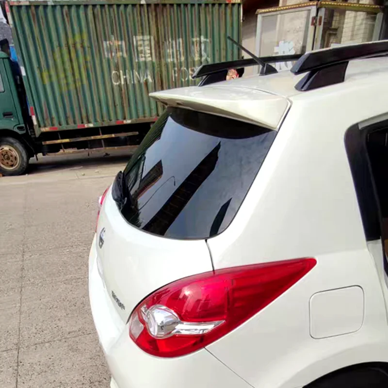 For Versa Spoiler 2005 2006 2007 2008 2009 2010  Nissan Tiida Spoiler ABS plastic Material Car Rear Wing Color Rear Spoiler