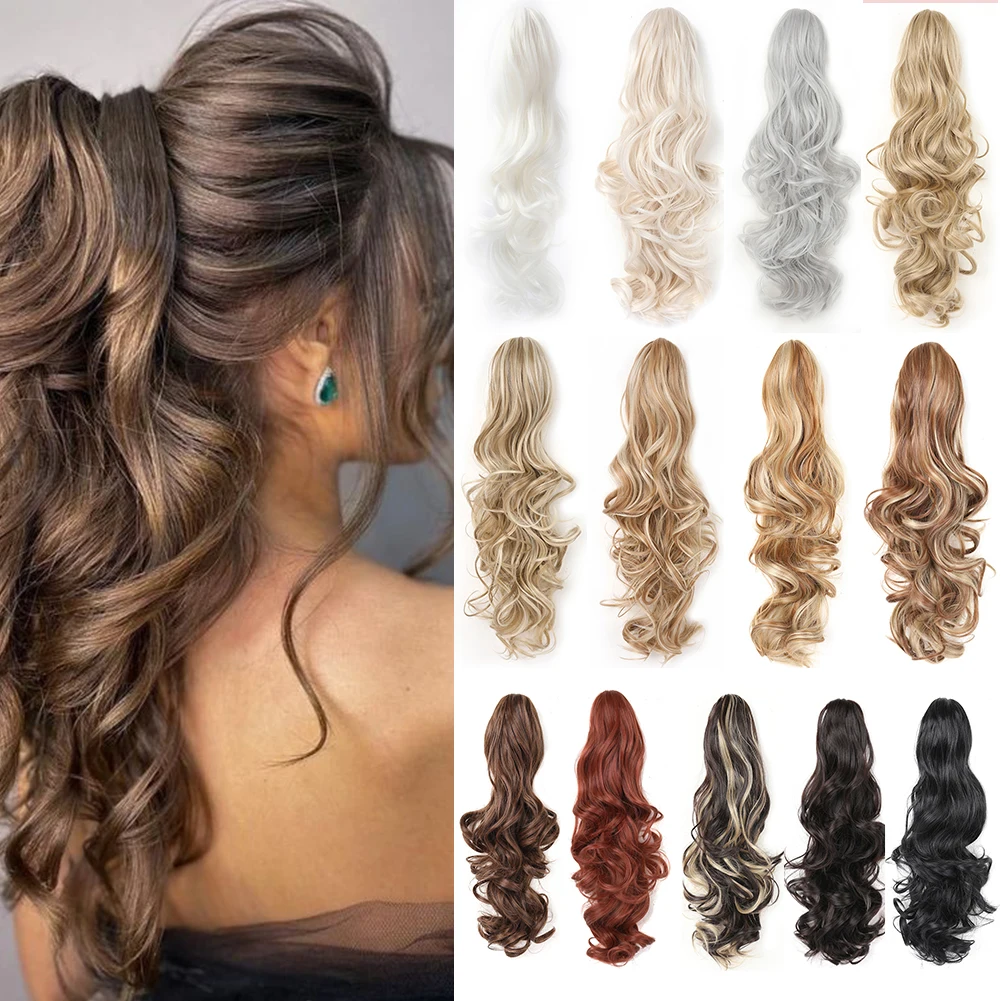 Ponytail Extension Synthetic Claw Clip in Hairpiece Curly Wavy Ponytail Hair Extensions Long Pony Tail Hairpiece for Women