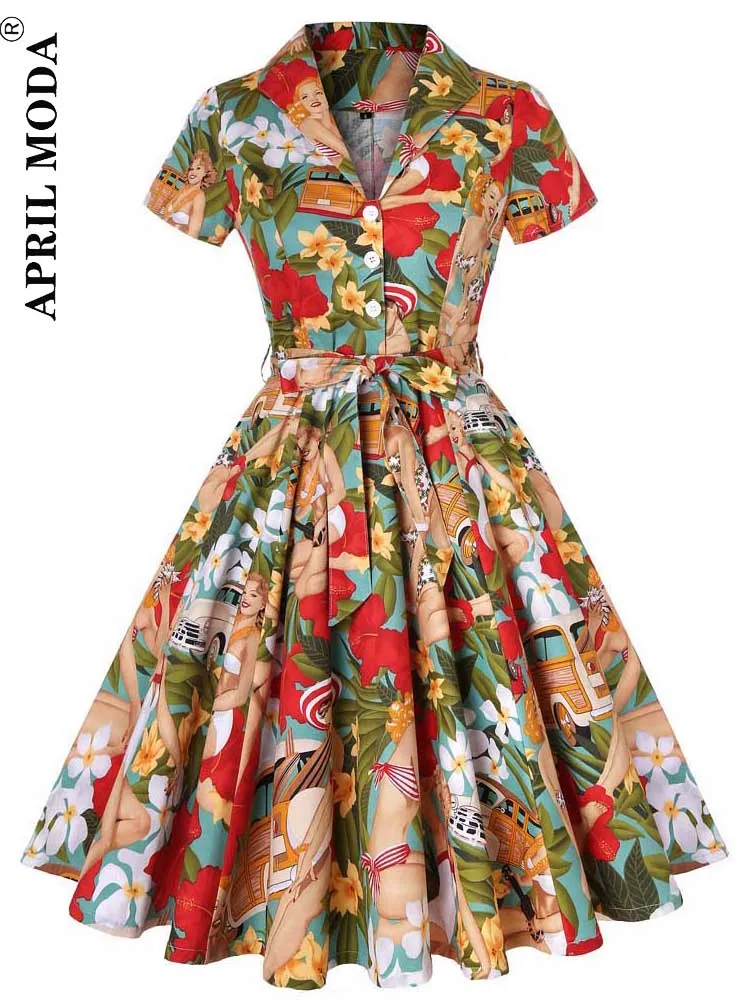 50s 60s Vintage Tunic Dresses Summer Spring Retro Pin Up 2023 Sundress Women Jurk Casual Party Robe Rockabilly Dresses Vestidos