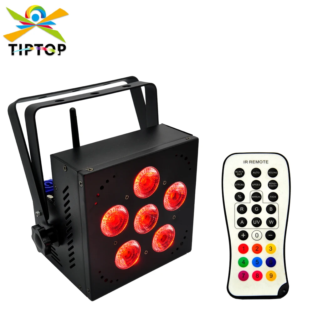 TIPTOP TP-G3043-6IN1 6x18W Lithium Battery 10000MAH Tyanshine Stage Led Par Light 25 Degree Lens RGBWA UV 6IN1 Phone App Option