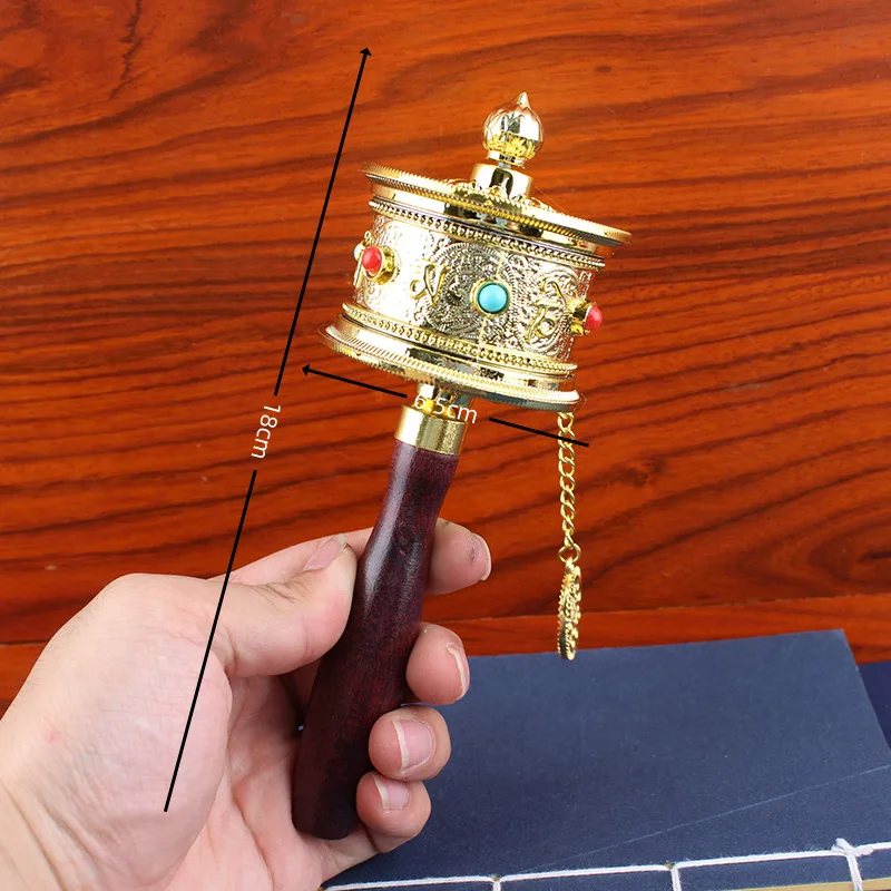 6cm Tibetan Prayer Wheel Buddhist Portable Artistic Six Character Truth Sutra image 2