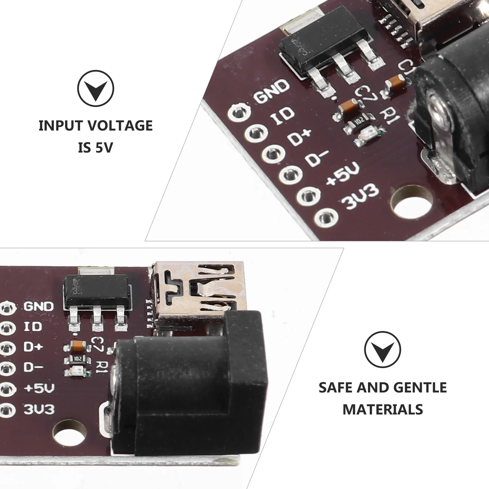 

5Pcs Interface Power Module 5V Input Voltage Safe to Use High Durability Power Supply Module Professional Charging Board