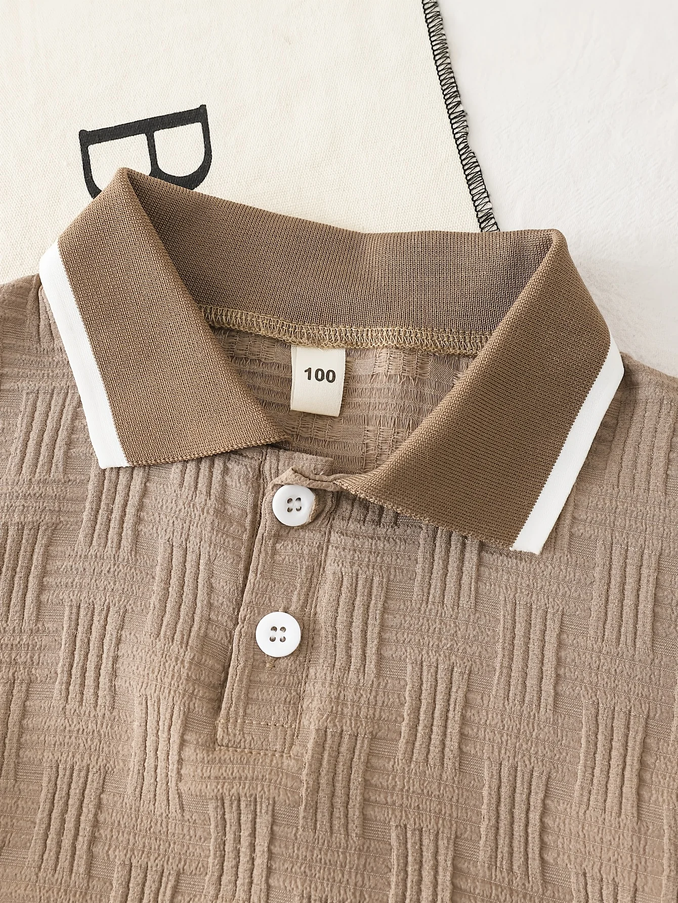 Boys' Summer Casual Shorts Set Khaki Solid Color Half Cardigan T-shirt & Same Color Shorts Set Children's Summer Vacation Lightw image 3