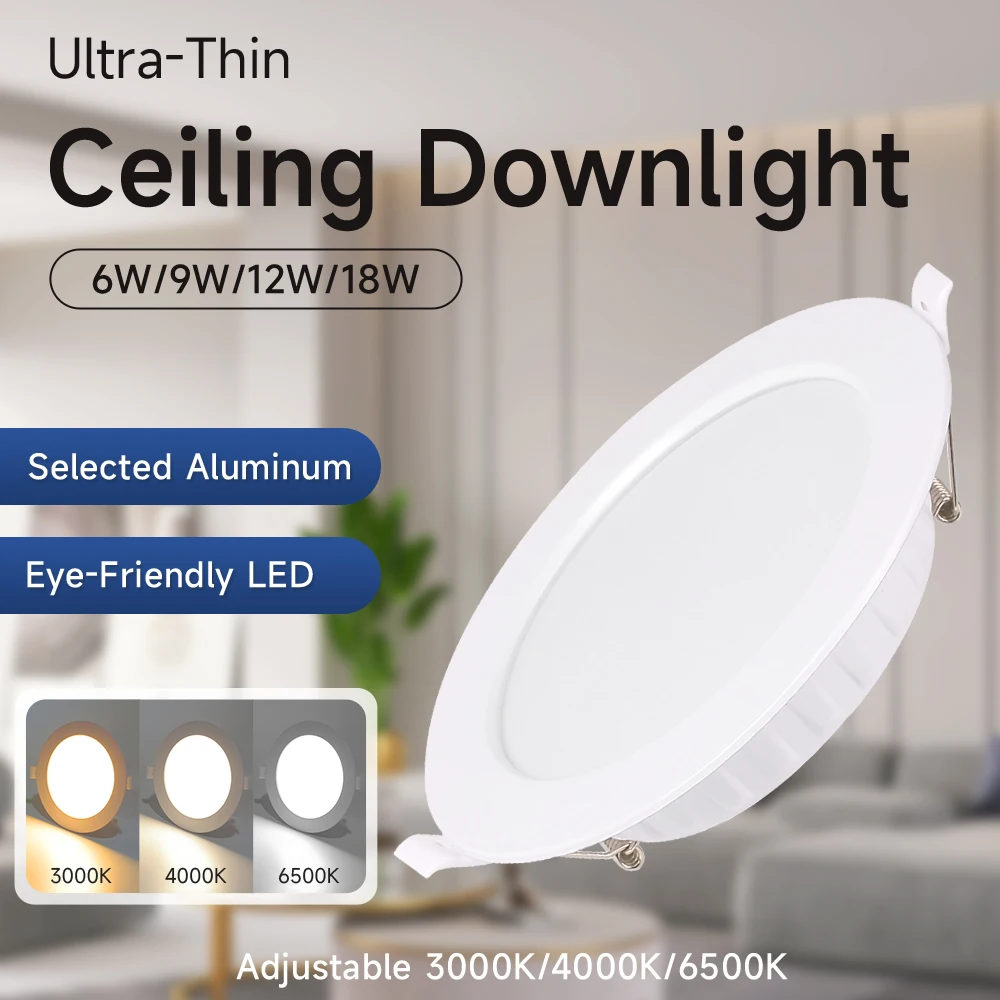 Ultra-Thin LED Recessed Downlight Cutout Required 3000K 4000K 6500K for Corridor Living Room Hallway LED Ceiling Spot Light 220V