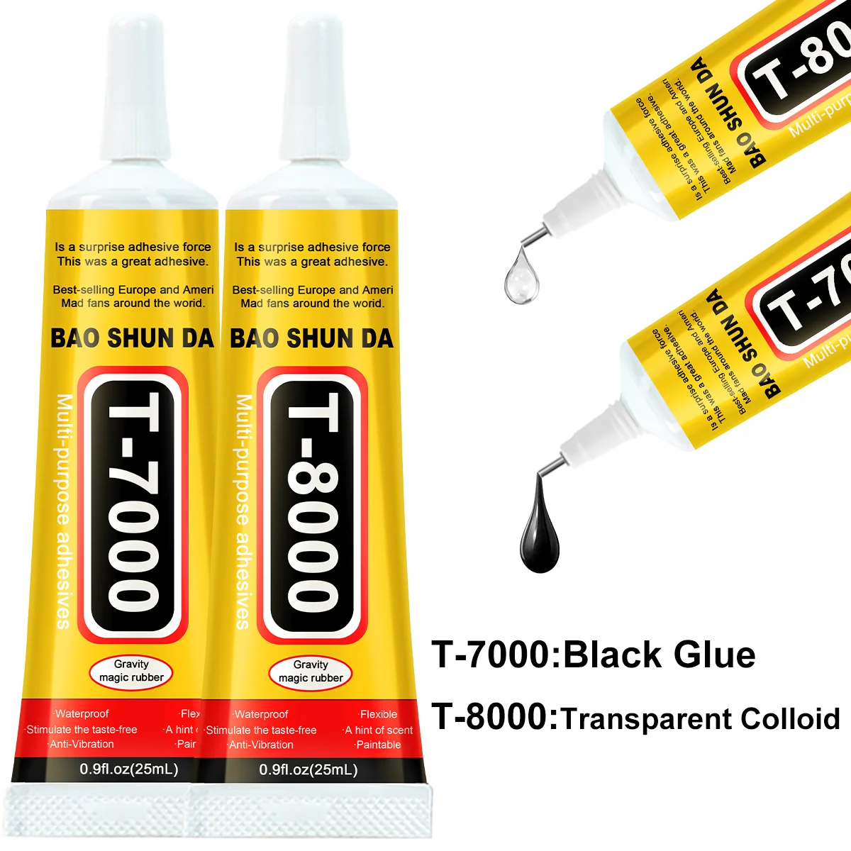 T8000 Precision Glue, Jewelry, Rhinestones, Shoe and Phone Repair, Diy, T7000 Adhesive, Crystal Clothing, Textiles, Leather Bonding, T7000 Black Soft Adhesive, T7000 & T8000 Glue
