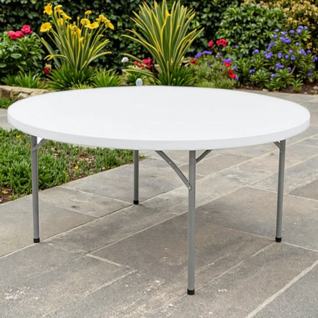 

Modern White Plastic Folding Table Outdoor Banquet Wedding Restaurant Garden Event Hotel