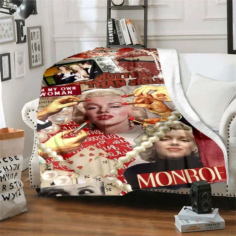 Marilyn Monroe Vintage Blanket Flannel Fashion Soft Blanket Super Warm Throw Blankets for Bed Bedroom Sofa Travel Picnic Blanket