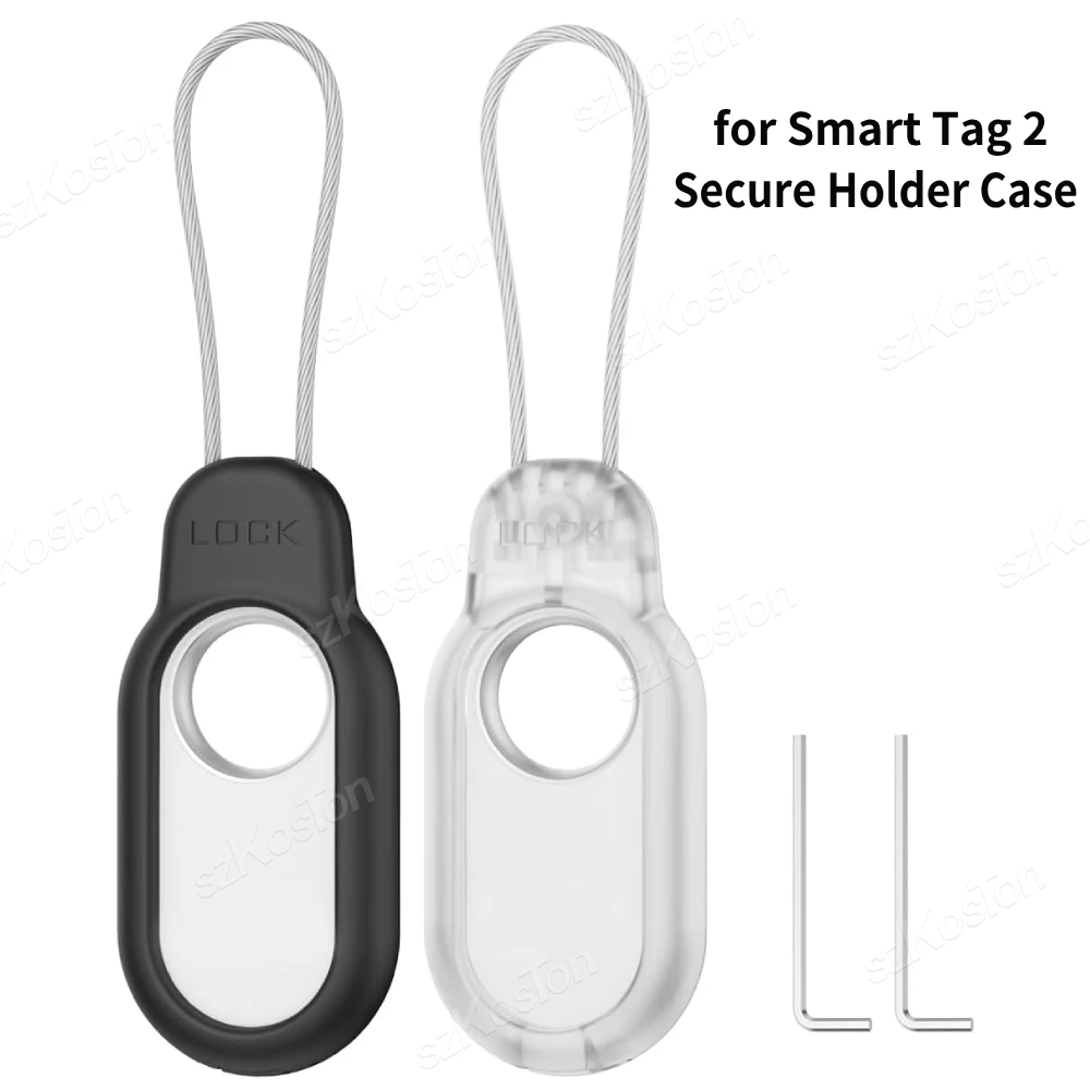 Secure Lock Case for Samsung Galaxy SmartTag2 with Sturdy Wire Cable GPS Tracker Holder Cover for Smart Tag2 Keys,Wallet,Luggage