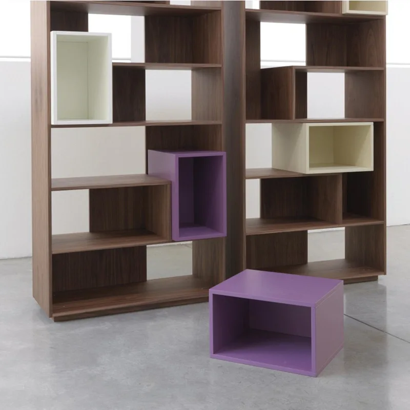 Walnut color bookshelf modern simple bookcase creative personality floor bookcase