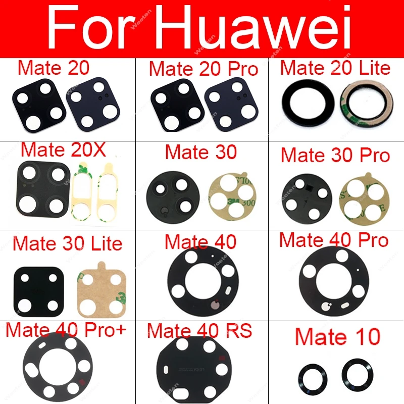 Back Camera Glass Lens For Huawei Mate 10 20 30 40 40E Pro Lite Mate 40Pro+ 40RS Mate20X Rear Glass Lens with Adhesive Sticker