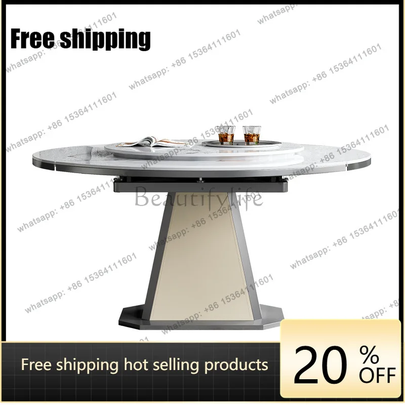

YJ Italian rock slab dining table retractable square and round dual-purpose small apartment dining table light luxury high-end