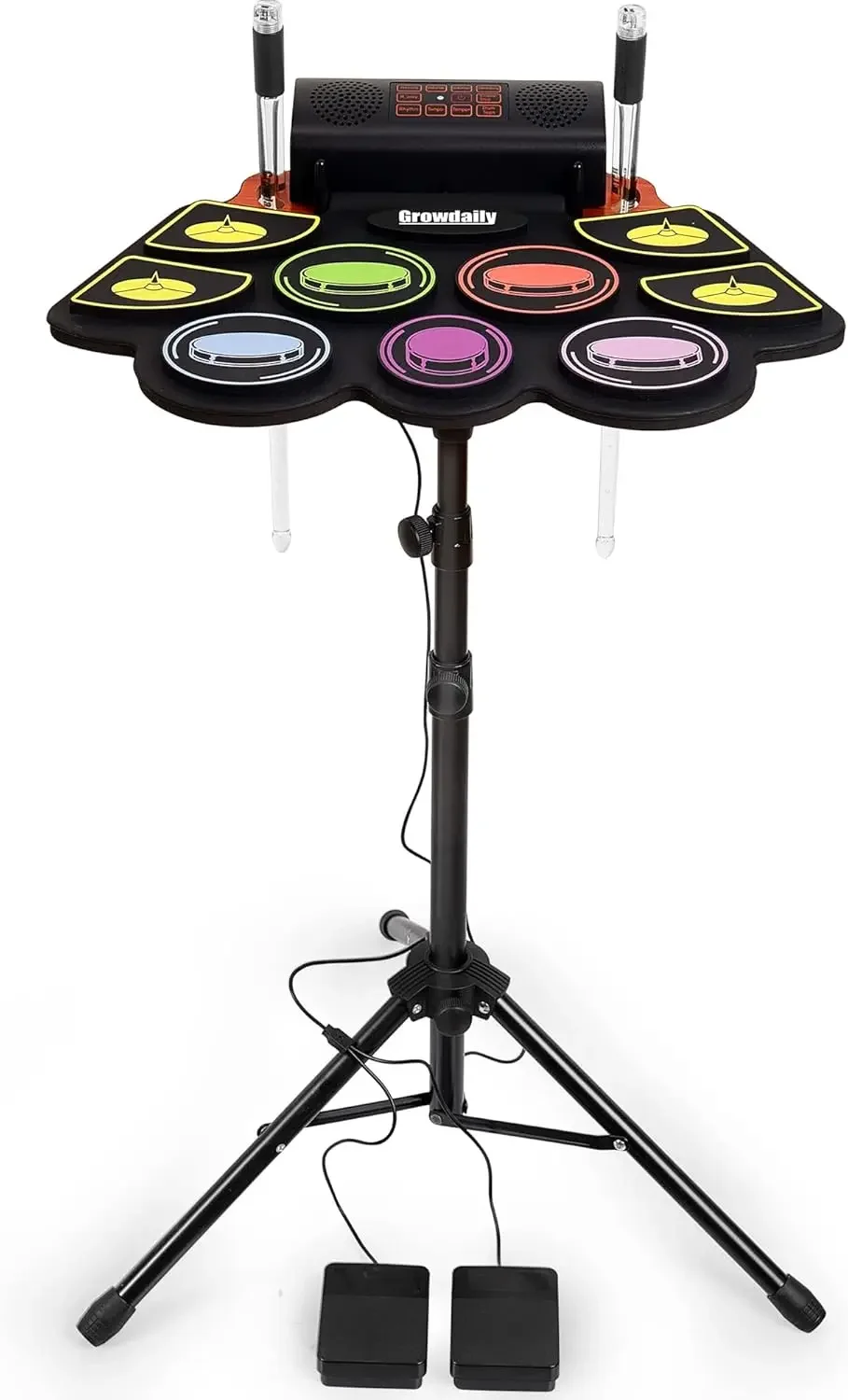 Kids Drum Set,Electronic Drum Set Practice 9 Pads With Stand,Music Recording,Light Up Drum Sticks,Drum Pedal,Midi,Dual Stereo