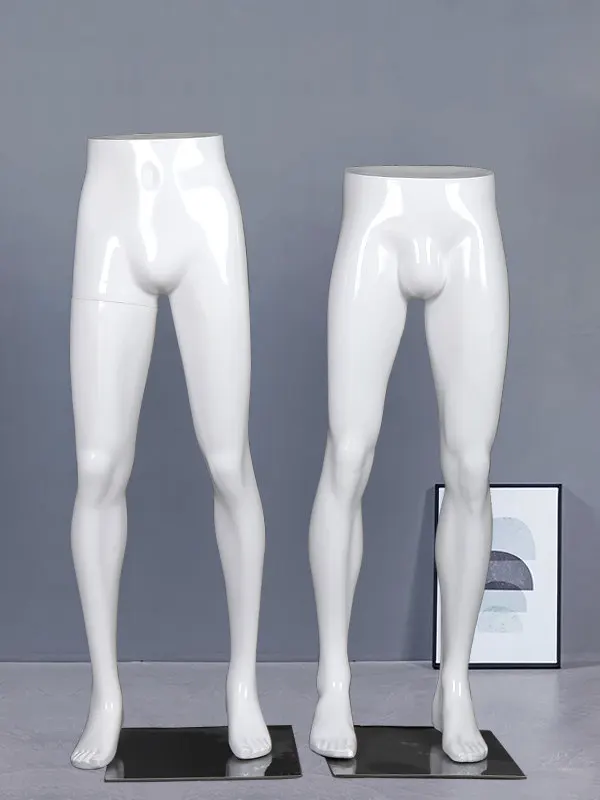 Gloss White Fiberglass Male Lower Body Mannequin, Pants Dummy With Base for Trousers Display & Shooting