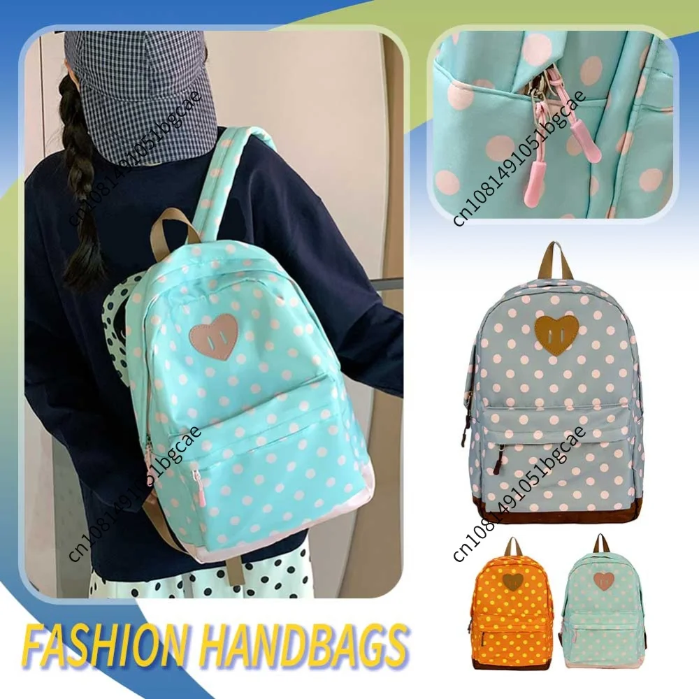 Women Nylon Polka Dot Cute Playful Bookpack Multiple Pockets Laptop Backpacks Students Bookbags for Teens Girls College Commute
