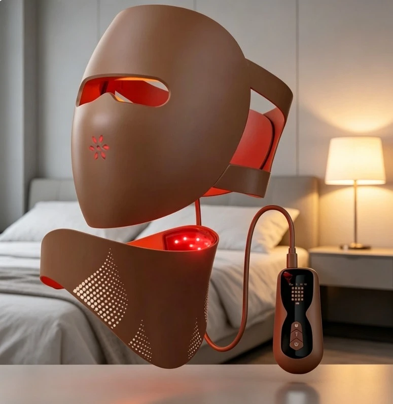 Ergonomic Silicone LED Facial Neck Light Mask Portable Skin Care Therapy Tool For Household Outdoor Travel Facial Skin Upkeep