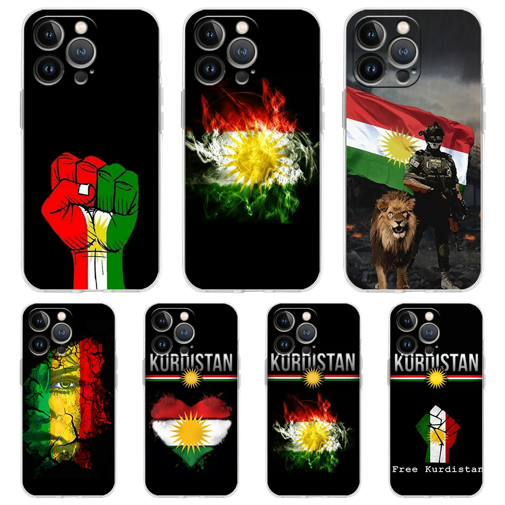 

K-Kurdistan Flag Phone Case for iPhone 16 15 14 13 12 Pro Max Transparent Soft for iPhone 11 Pro Max 7 8 Plus XS XR Shell Capas