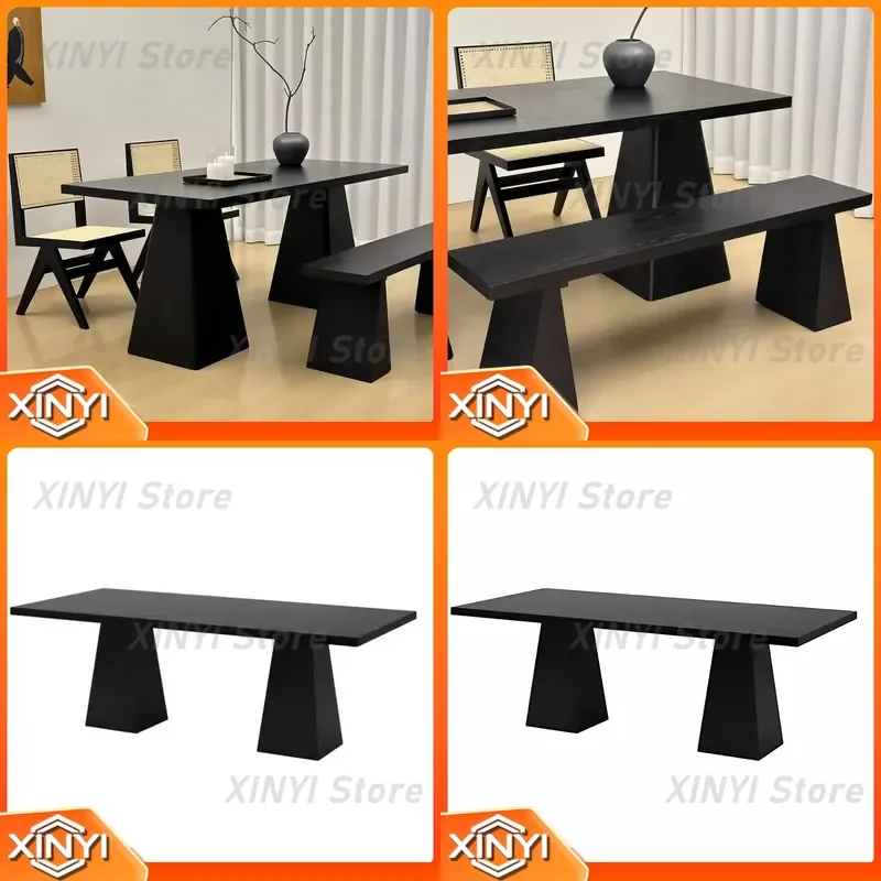 Wabi Sand wind solid wood dining table for modern simple home living room rectangular retro log workbench desk for dining