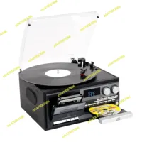 Vintage All In 1 Vinyl Turntable Player Radio AM FM Record Player 3 Speed Turntable With Built-in Speakers Bluetooth