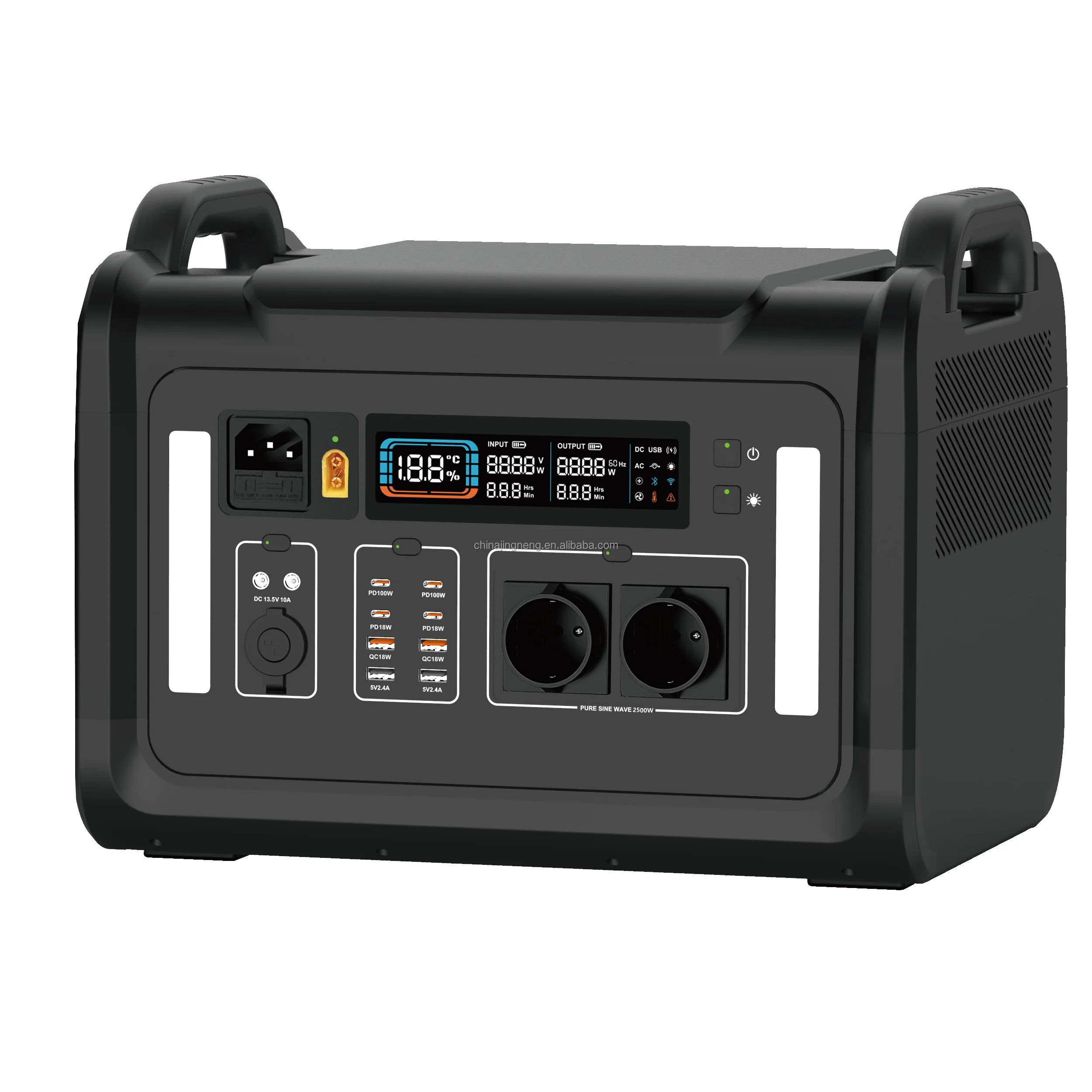 

2400W Home Backup Battery Generator, Super Safe LiFePO4, UPS Function, Fast Charge, LCD Display USA Market