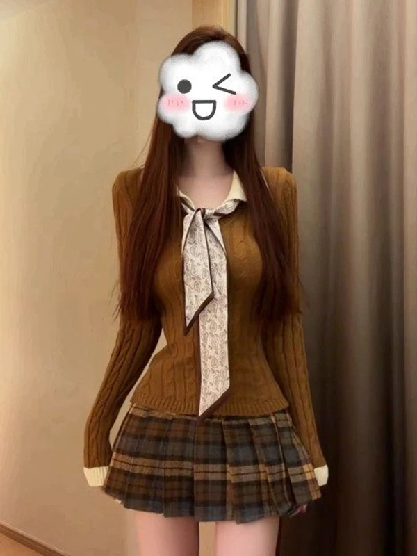 

Ele Ne Knitted Sweater Women's Slim Fit Long Sve College Sle Faionable Belted Top Spring 2026 New Arrival