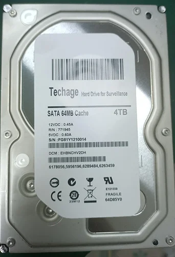 Picture 3: 1TB,3TB,4TB, Hard Drive, Disk, SATA, 64MB, Cache, 12VDC, 0.45A, 5VDC, 0.60A, for Surveillance, Mechanical, Hard Drive