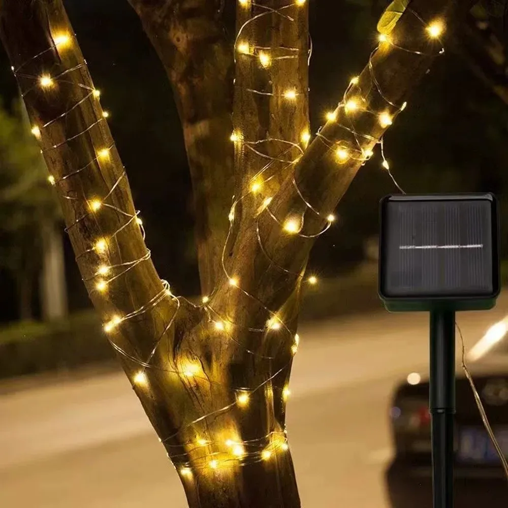 

Christmas 8Modes Outdoor Solar Fairy Lights LED Copper Wire Xmas Lights Halloween Valentine's Day Wedding Garden Decoration