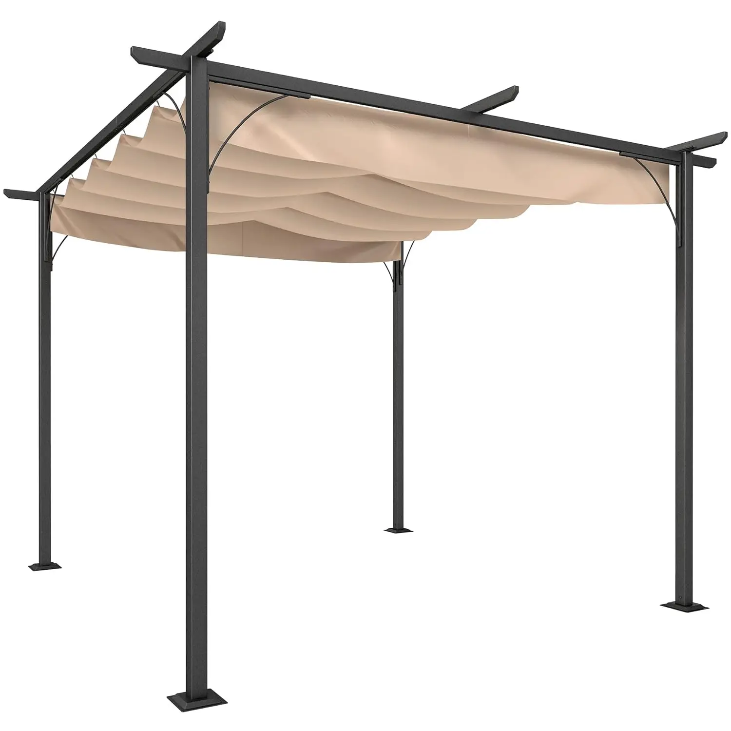 Gazebo para Jardín y Fiestas, Pérgola Retráctil Personalizada de 10x10 pies, Toldo Metálico para Patio, Cubierta para Terraza o Jardín