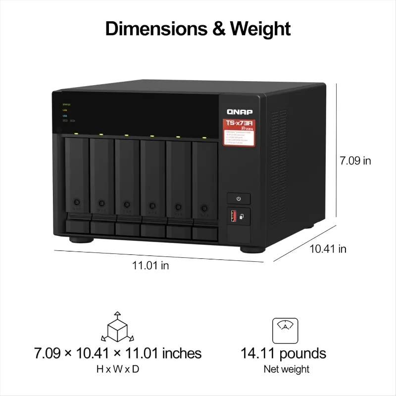 TS-673A-8G 6-bay krachtige NAS met 2 x 2,5 GbE-poorten en twee PCIe Gen3-slots