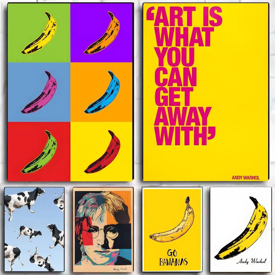 Pop Art Leinwand Sonnenuntergang Banane Poster Selbstklebende Kunst Wasserfester Papieraufkleber Kaffeehaus Bar Wohnheim Zimmer Wanddekoration