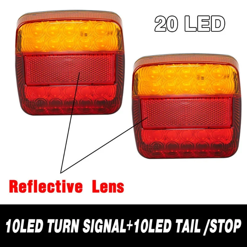 ISURE MARINE 2Pcs LED Truck Tail Light Trailer Tail Light 12V Waterproof Durable Ultra Bright Trailer Truck Caravan