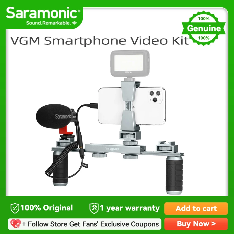 Saramonic VGM Smartphone Video Kit with Stabilizing Rig and Microphone for Content Creators Vloggers Smartphone Videographers