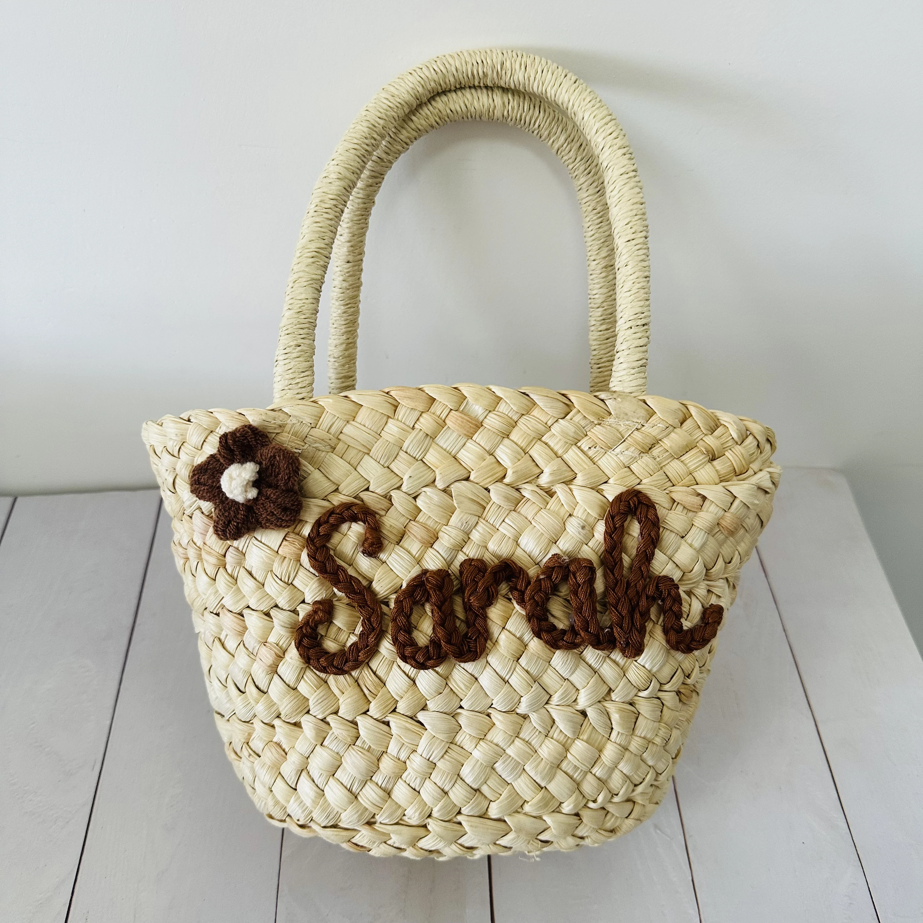 Bolso de mano con nombre personalizado para dama de honor, cesta de flores para fiesta nupcial, bolso de regalo para dama de honor, hecho a mano con monograma